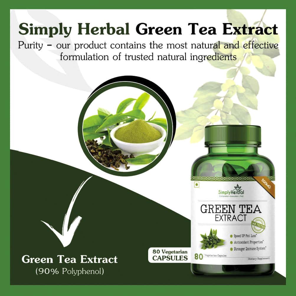 Buy SIMPLY HERBAL 100 NATURAL POTENT GREEN TEA EXTRACT 500 MG 80