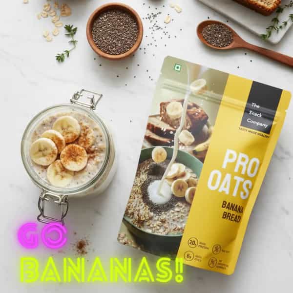 The Snack Company Protein Oats Pack Of 3 - Banana Bread | 20G Protein | 6G Fibre | No Soy