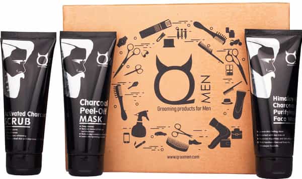 Qraa Men Charcoal Men Grooming Kit For Instant Glow - 300 G (Pack Of 3)