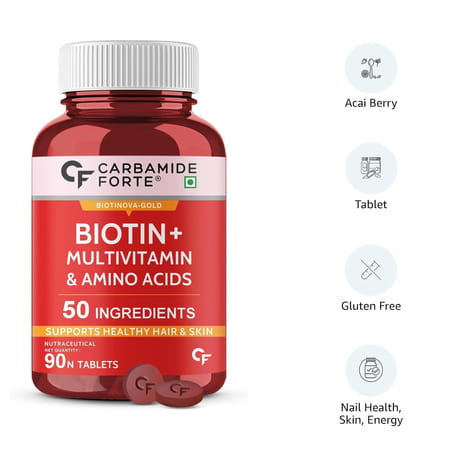 Carbamide Forte Biotin Supplement With 50 Multivitamin Ingredients-90 Tablets