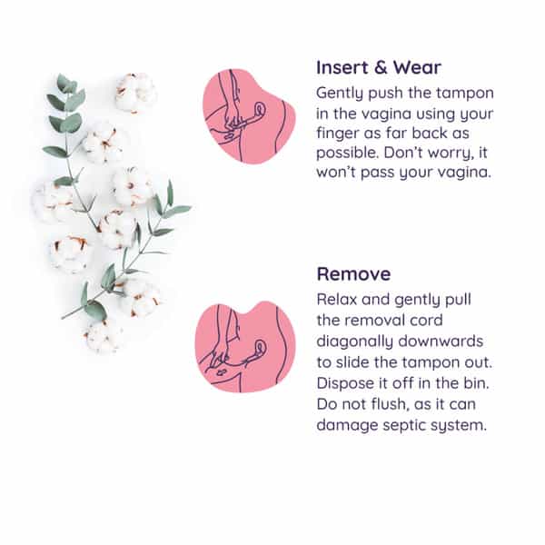 Sanfe 100% Organic Cotton Digital Tampons - Premium Design - Night Tampons (Pack Of 16)