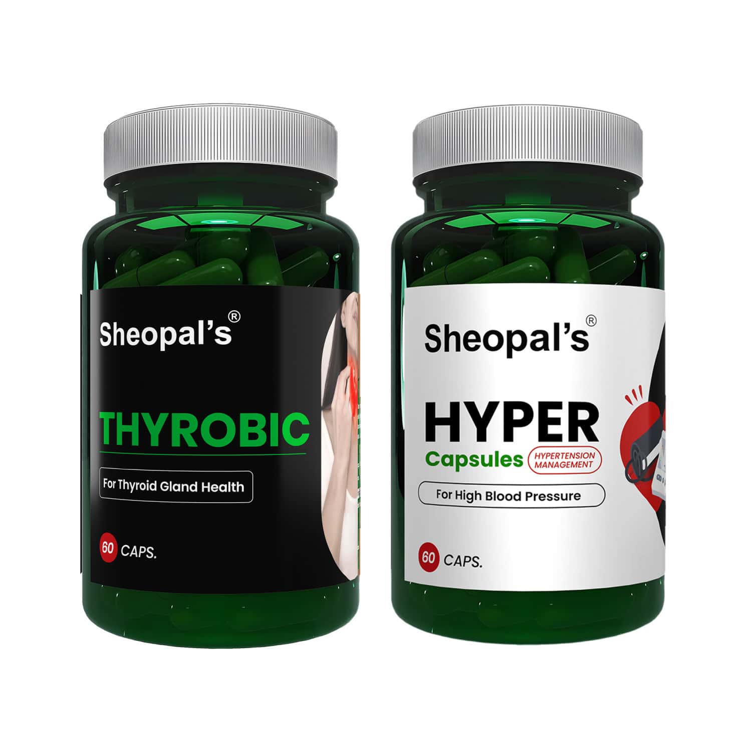 Sheopal's Super Combo Thyrobic 60capsule For Manage Thyroid & Hyper 60capsule For Hypertension
