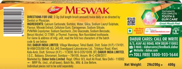Dabur Meswak Complete Oral Care Toothpaste 2*200 Gm