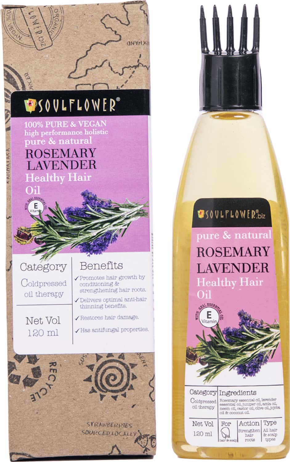 Buy SOULFLOWER PURE AND NATURAL ROSEMARY LAVENDER HAIR OIL 120 ML