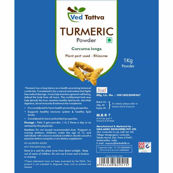 Ved Tattva Turmeric Powder - 1 Kg (Pack Of 4)
