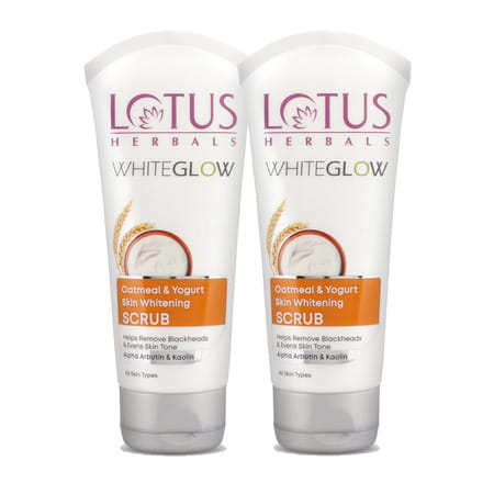 Lotus Herbals Whiteglow Oatmeal & Yogurt Skin Whitening Scrub | 50g ( Pack Of 2 )