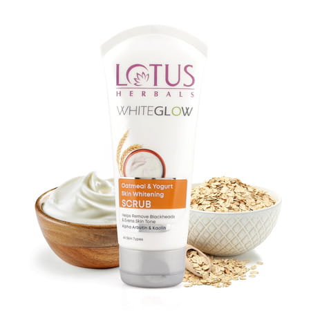 Lotus Herbals Whiteglow Oatmeal & Yogurt Skin Whitening Scrub | 50g ( Pack Of 2 )