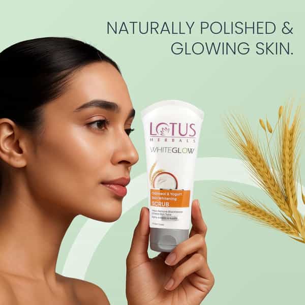 Lotus Herbals Whiteglow Oatmeal & Yogurt Skin Whitening Scrub | 50G ( Pack Of 2 )