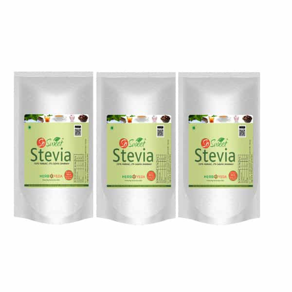 So Sweet Stevia Powder 1 Kg Sugar Free Zero Calorie Sweetener (Pack Of 3)