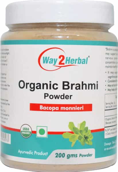 Way2herbal Organic Brahmi Powder 200 Gram - Pack Of 2