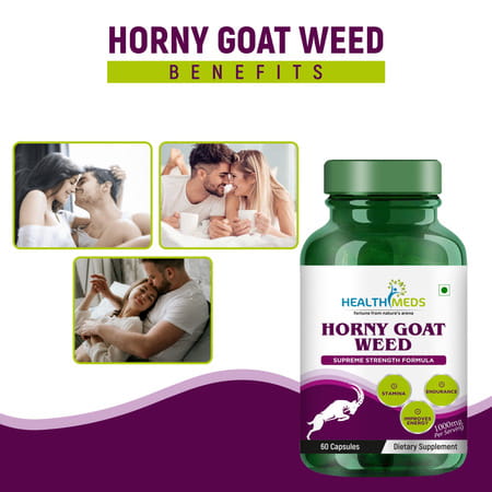 Healthmeds Horny Goat Weed For Energy | Performance | For Men 1000mg/serving 60 Veg Capsules