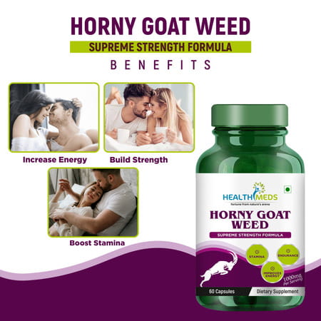 Healthmeds Horny Goat Weed For Energy | Performance | For Men 1000mg/Serving 60 Veg Capsules