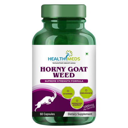 Healthmeds Horny Goat Weed For Energy | Performance | For Men 1000mg/Serving 60 Veg Capsules
