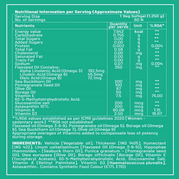 Jubilant Nutrihance Multiomega 100% Vegan Omega (60 Veg Softgels) For Heart & Nerve Renal Health