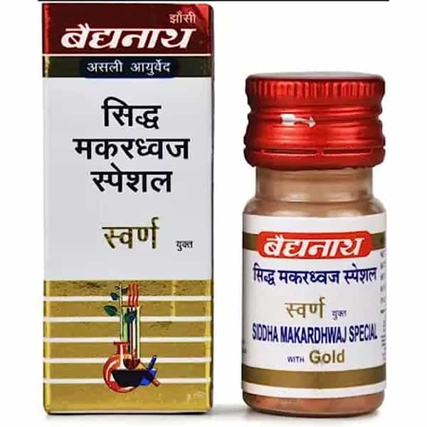 Baidyanath Asli Ayurved Siddha Makardhwaj Special - Natural Strength | Enriched With Gold - 10N