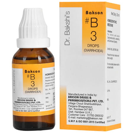 Dr Bakshi'S Bakson Homoeopathy B3 Diarrhoea Drops 30 Ml