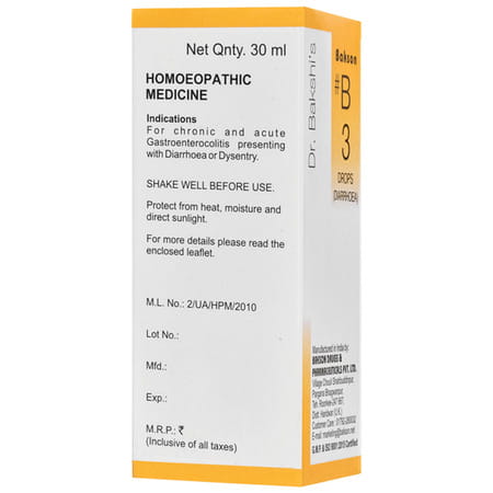 Dr Bakshi'S Bakson Homoeopathy B3 Diarrhoea Drops 30 Ml