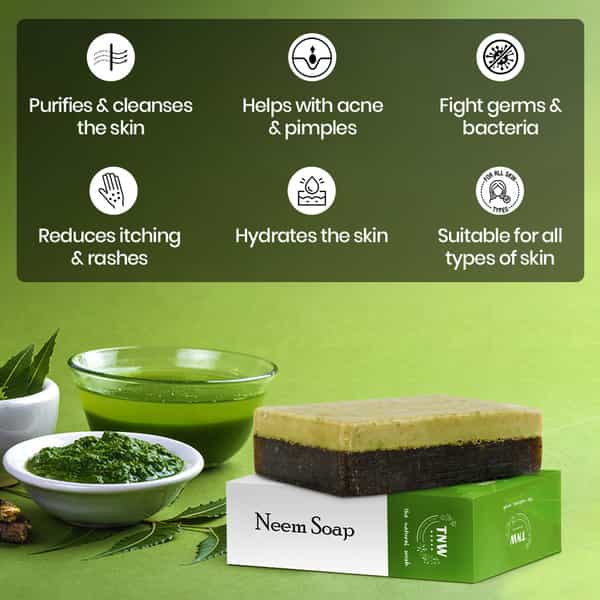 Tnw The Natural Wash Handmade Purifying Neem Soap For Acne And Rashes - 100 Gm
