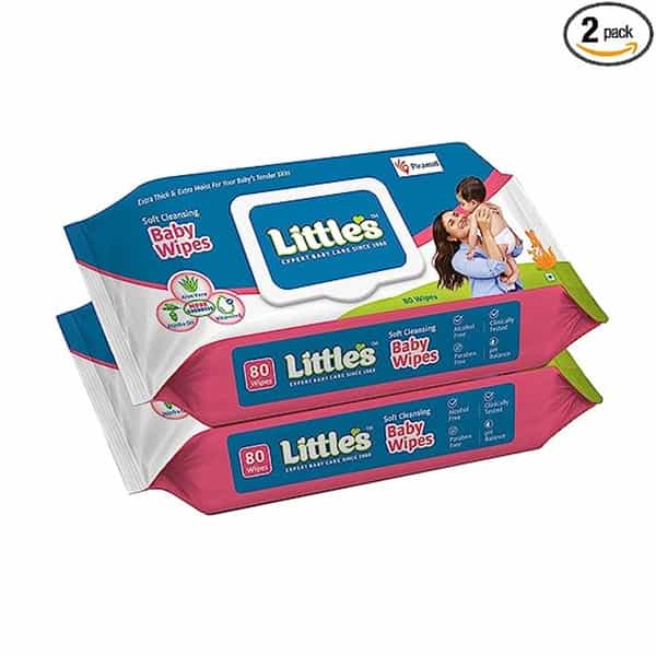 Little's Soft Cleansing Baby Wipes Lid | 80 Wipes (Pack Of 2)