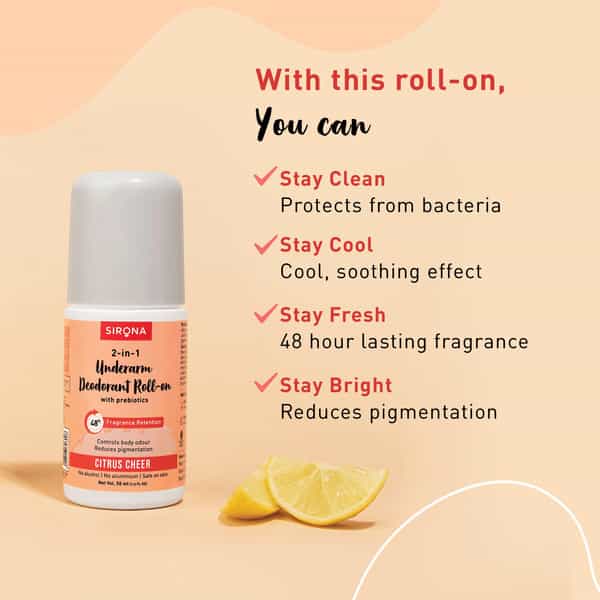 Sirona Underarm Roll On - Citrus Cheer - 50 Ml