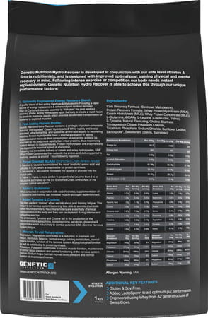 Genetic Nutrition Hydro Recover Carb Protein Recovery Post Training Recovery Drink Toffee Fudge