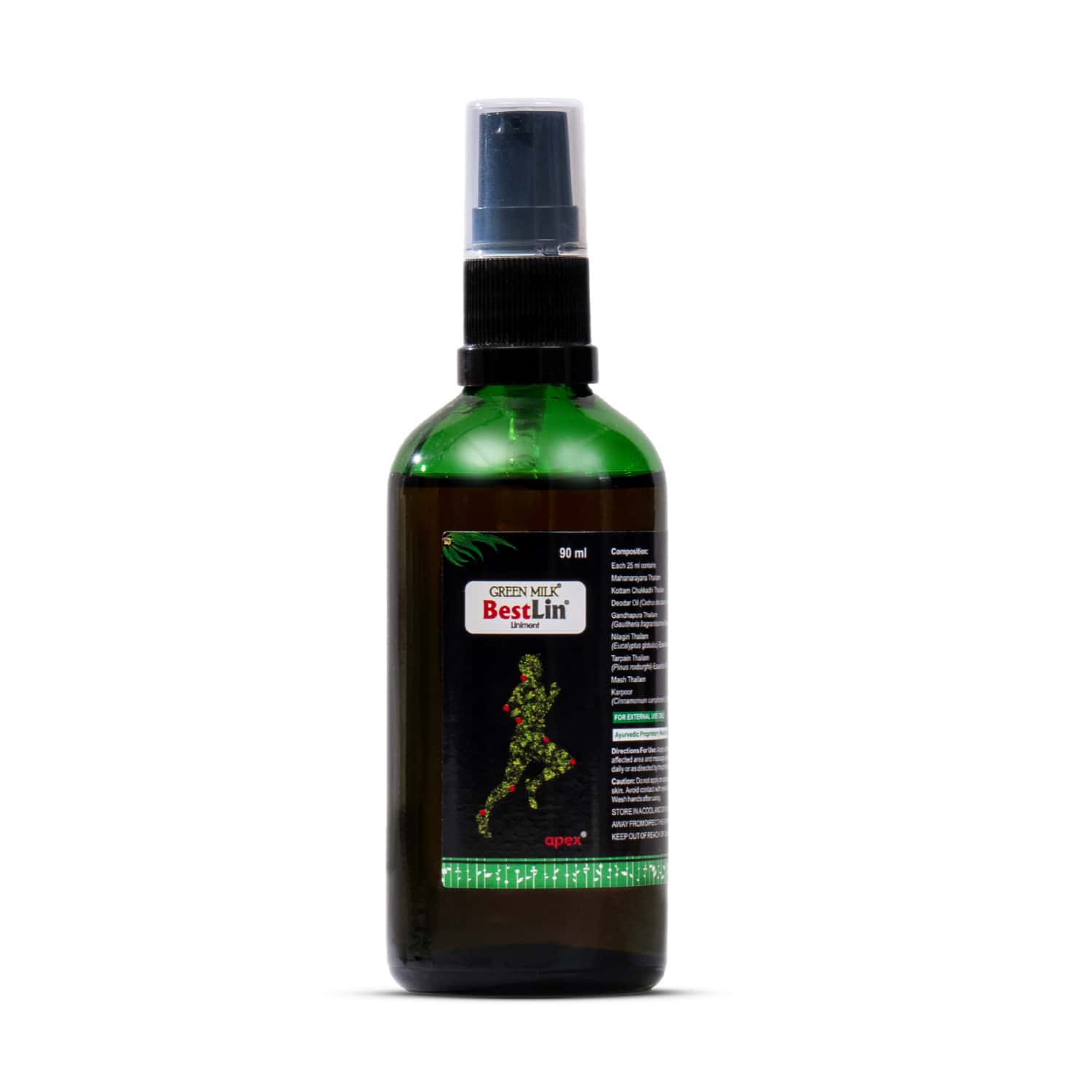 Green Milk Bestlin Liniment - Ayurvedic Pain Relief Oil For Joint & Muscle Pain (90ml)