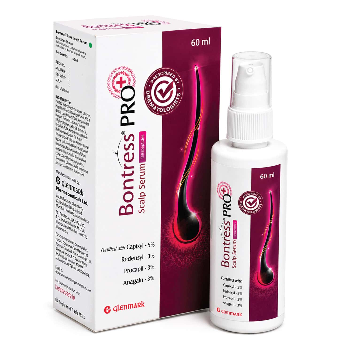 Bontress Pro+ Scalp Serum | 5% Capixyl | 3% Redensyl | 3% Anagain | 3% Procapil | 60 Ml