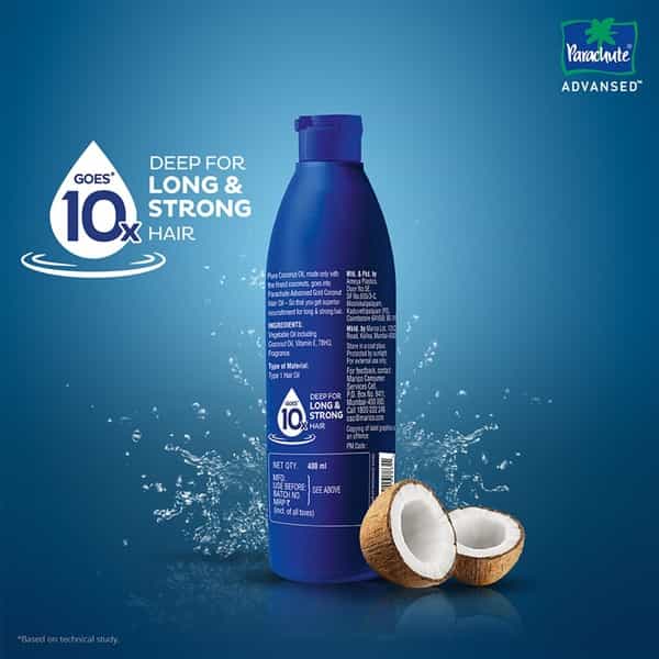 Parachute Advansed Gold Coconut Hair Oil For Long Strong & Gorgeous Hair 400Ml