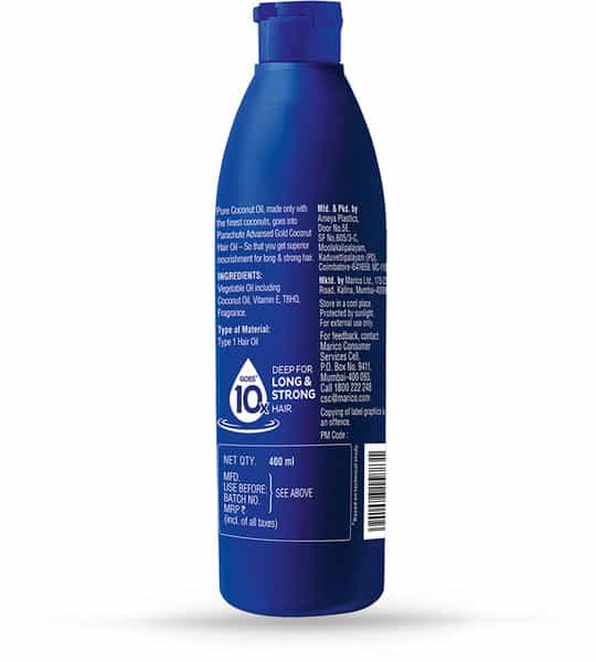 Parachute Advansed Gold Coconut Hair Oil For Long Strong & Gorgeous Hair 400Ml