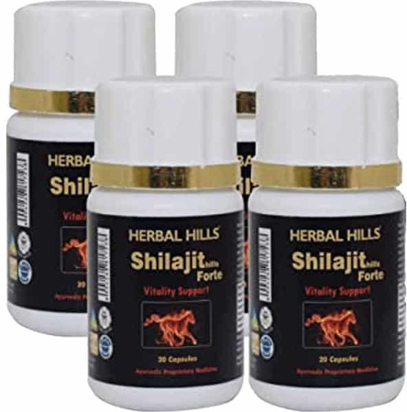 Herbal Hills Shilajit Forte Vitality Support 550Mg 20 Capsules Pack Of 4