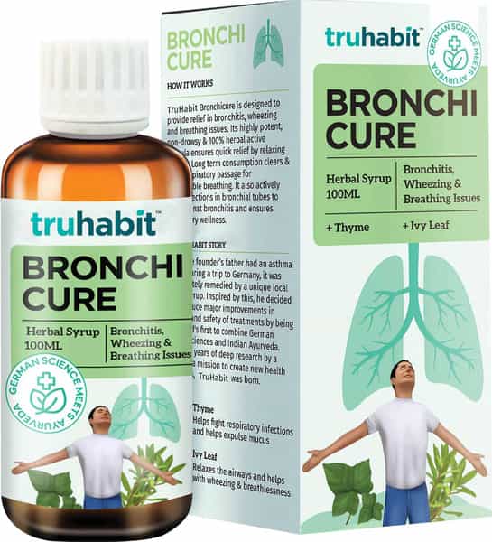 Truhabit Bronchicure Herbal Lung Care Syrup For Asthma | Bronchitis & Breathing - 100Ml