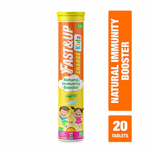 Fast&Up Charge Kids - Natural Immunity Booster - 25 Effervescent Tablets- Mango