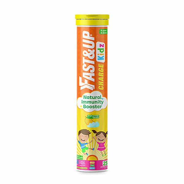 Fast&Up Charge Kids - Natural Immunity Booster - 25 Effervescent Tablets- Mango