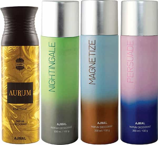 Ajmal 1 Aurum For Women 1 Nightingale 1 Magnetize 1 Persuade For Unisex Deo Combo Pack Of 4
