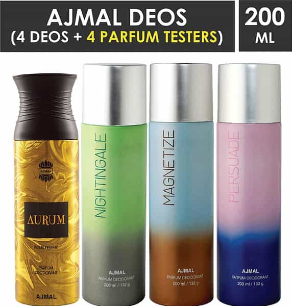 Ajmal 1 Aurum For Women 1 Nightingale 1 Magnetize 1 Persuade For Unisex Deo Combo Pack Of 4