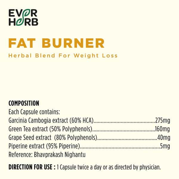 Everherb Fat Burner - Natural Herbal Blend - Accelerates Calorie Burning - 60 Caps (By Pharmeasy)