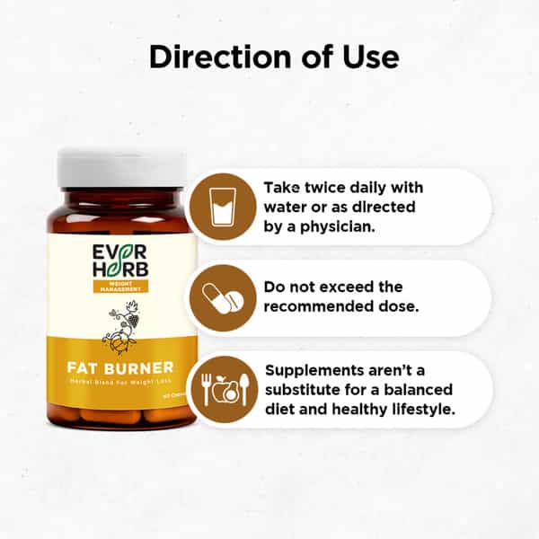 Everherb Fat Burner - Natural Herbal Blend - Accelerates Calorie Burning - 60 Caps (By Pharmeasy)