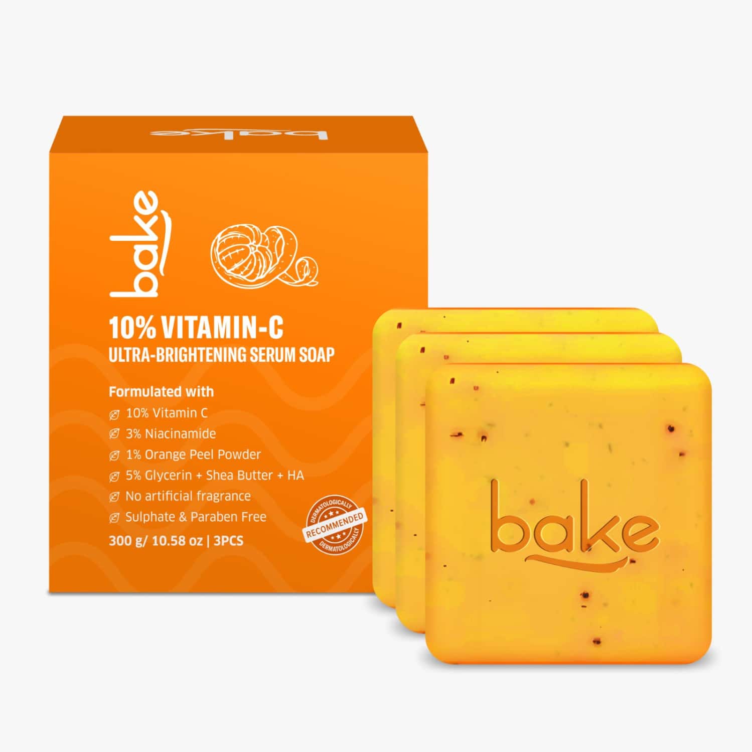 Bake 10% Vitamin C Soap With 3% Niacinamide & Turmeric For Pigmentation (pack Of 3)