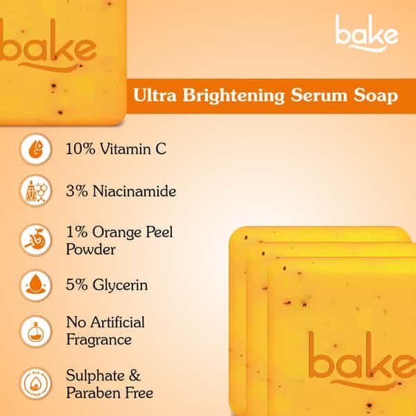 Bake 10% Vitamin C Soap With 3% Niacinamide & Turmeric For Pigmentation (Pack Of 3)