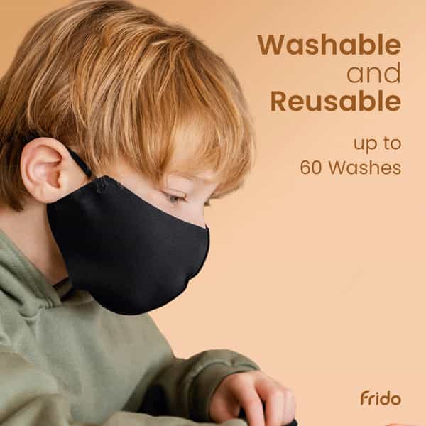 Frido Ultimate Copper Mask For Kids|Reusable|Super Breathable|Ear Loops|Age Group 14-18|Pack Of 10