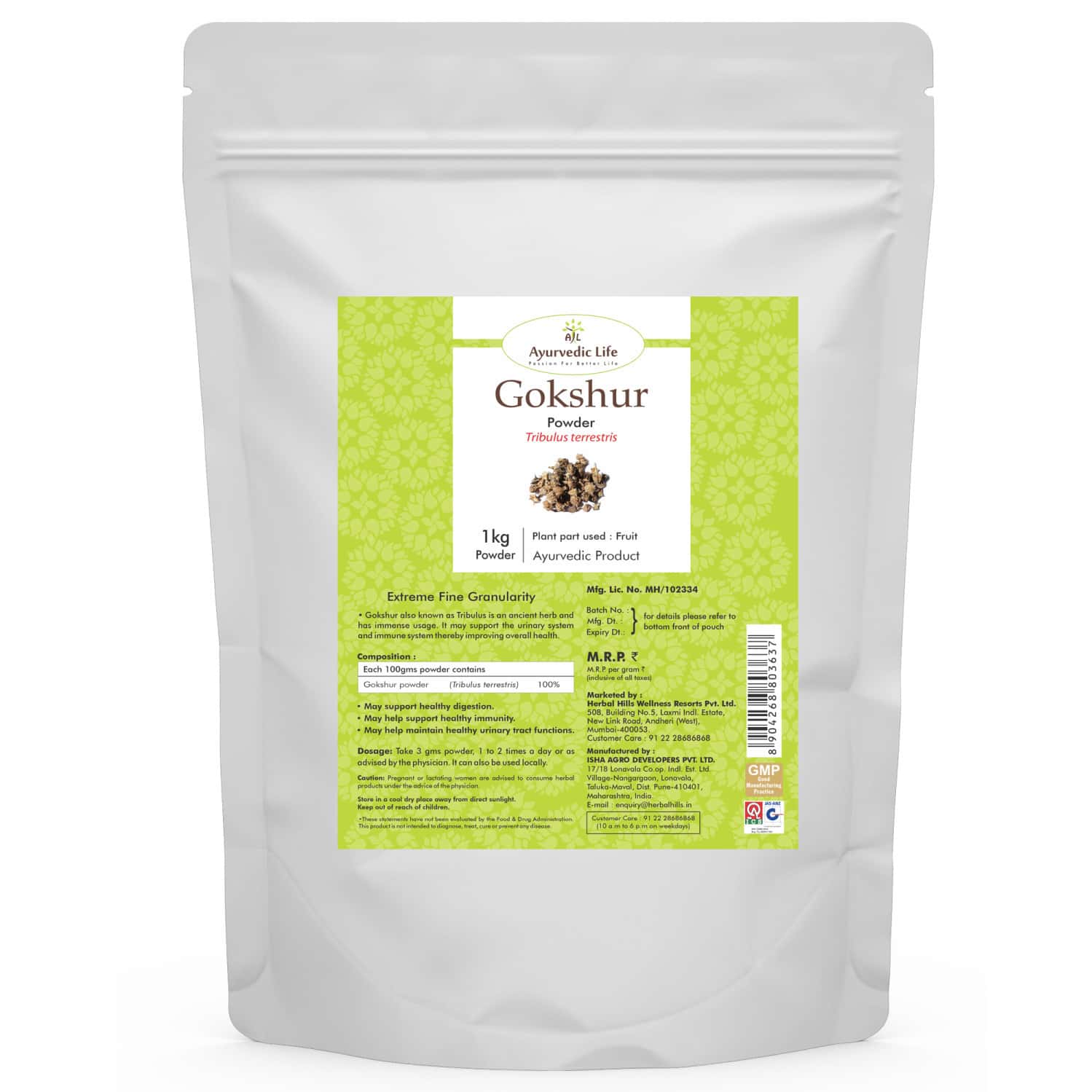 Ayurvedic Life Gokshur Powder - 1 Kg Powder - Pack Of 4