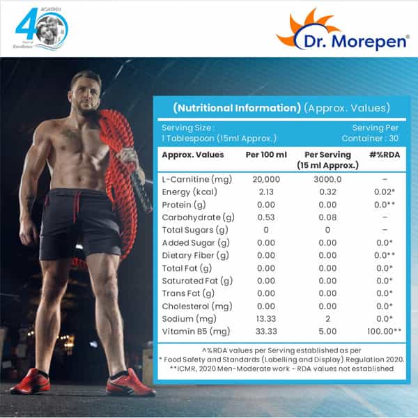 Dr. Morepen Muscle Food L-Carnitine Pro Orange 450Ml