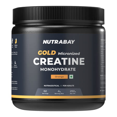 Nutrabay Gold Micronised Creatine Monohydrate - 250g | Orange|Pre/Post Workout Supplement
