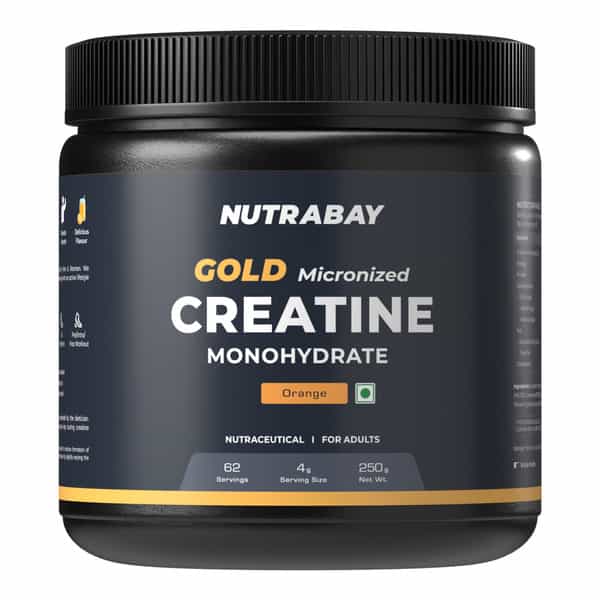 Nutrabay Gold Micronised Creatine Monohydrate - 250G | Orange|Pre/Post Workout Supplement