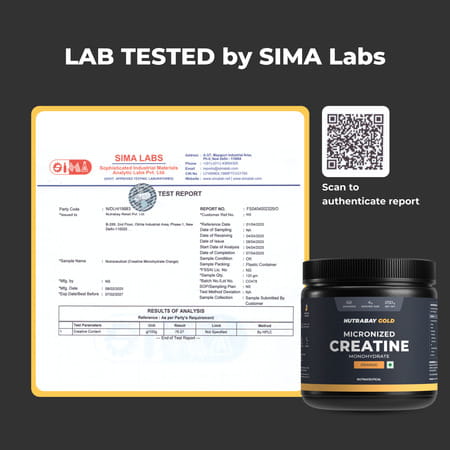 Nutrabay Gold Micronised Creatine Monohydrate - 250g | Orange|Pre/Post Workout Supplement