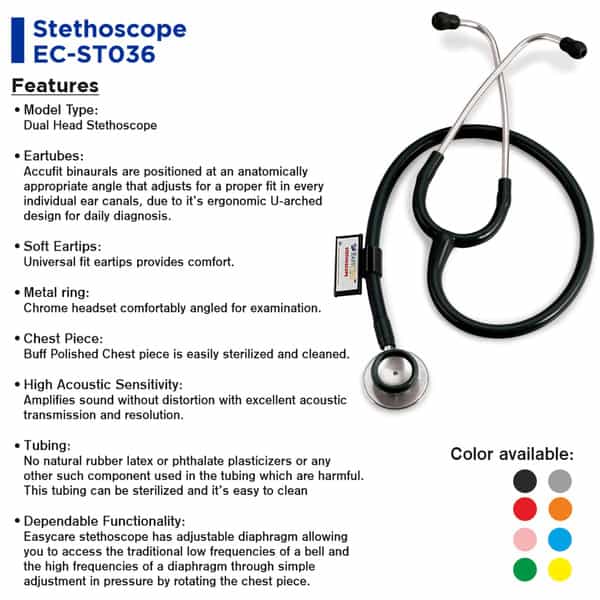 Easycare (German Tech.) Head Stethoscope Perfect For Medical And Home - Ec036