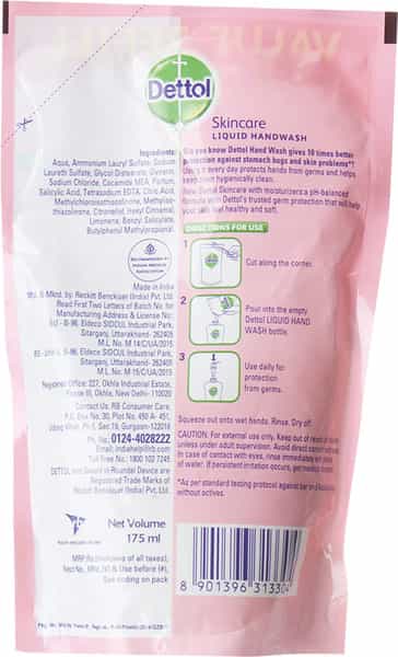 Dettol Liquid Skincare Hand Wash Pouch 175 Ml