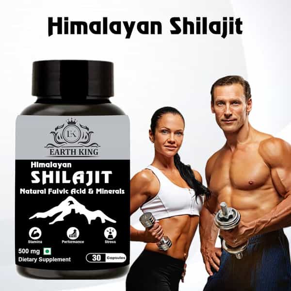 Earth King Himalayan Shilajit Capsule | Long Time, Performance Booster & Stamina - 500Mg 30 Capsules