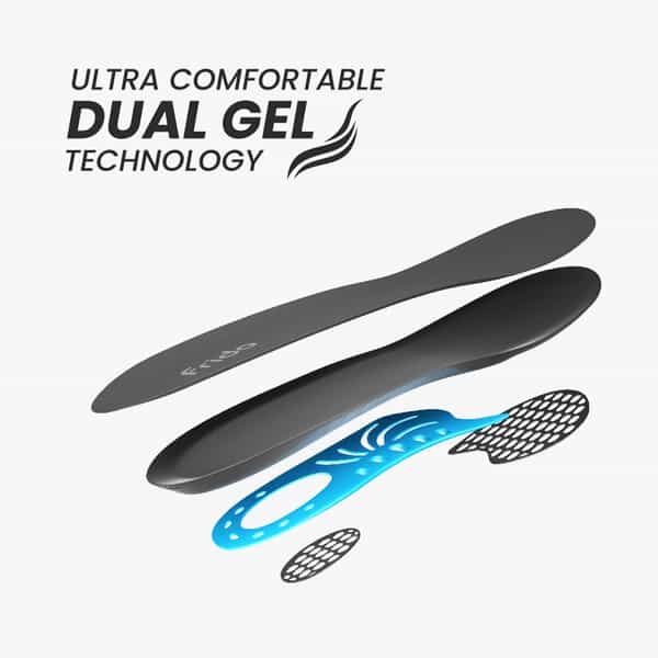 Frido Dual Gel Insoles| Unisex Shoe Inserts For Work And Casual Shoes|Sizes 9-13 Uk|Pack Of 2 Pairs