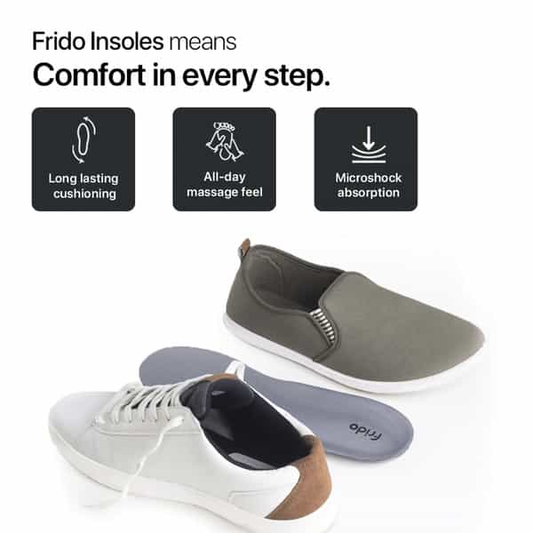 Frido Dual Gel Insoles| Unisex Shoe Inserts For Work And Casual Shoes|Sizes 9-13 Uk|Pack Of 2 Pairs